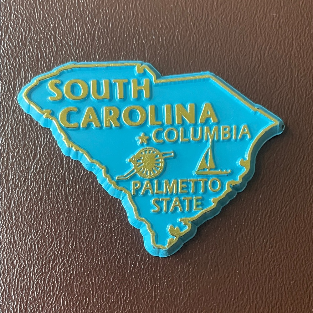 South Carolina Palmetto State Souvenir Magnet - Turquoise & Gold